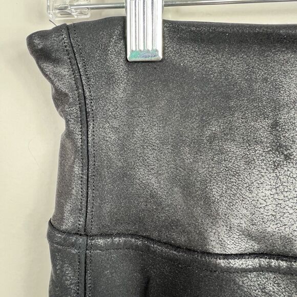 Spanx Black Shimmer Metallic Sheen Leggings Size M Medium Stretch - Picture 3 of 11